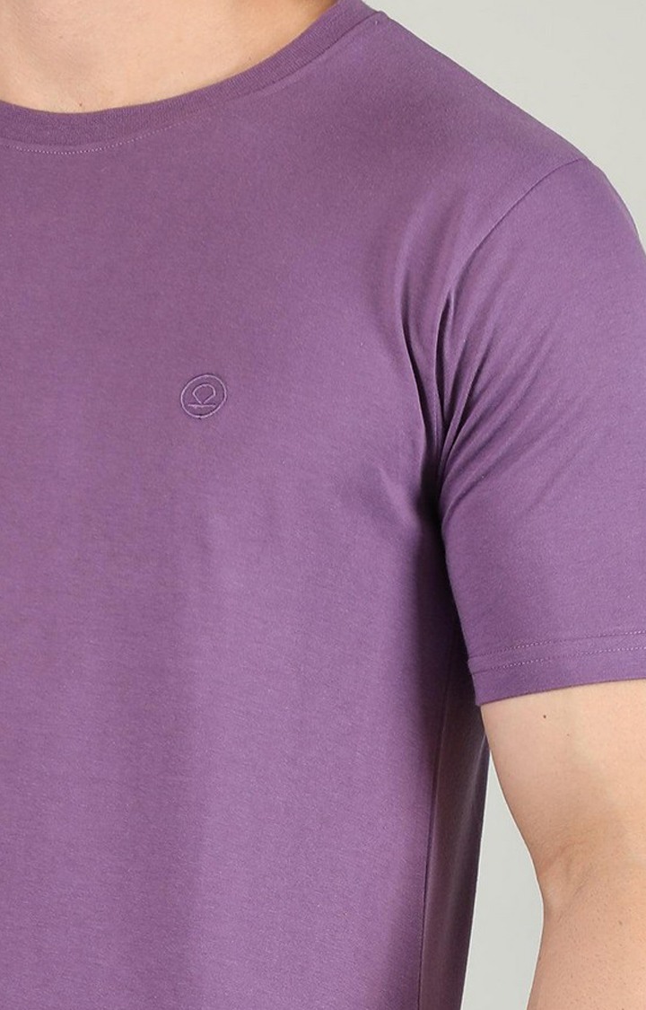 Men's Purple Solid Polycotton Regular T-Shirt