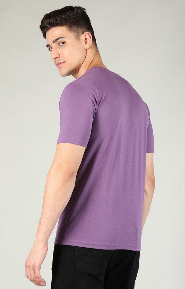 Men's Purple Solid Polycotton Regular T-Shirt