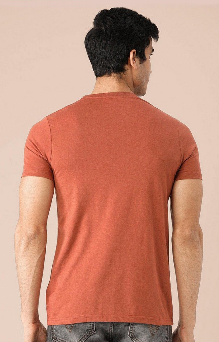 Men's Rust Brown Solid Polycotton Regular T-Shirt