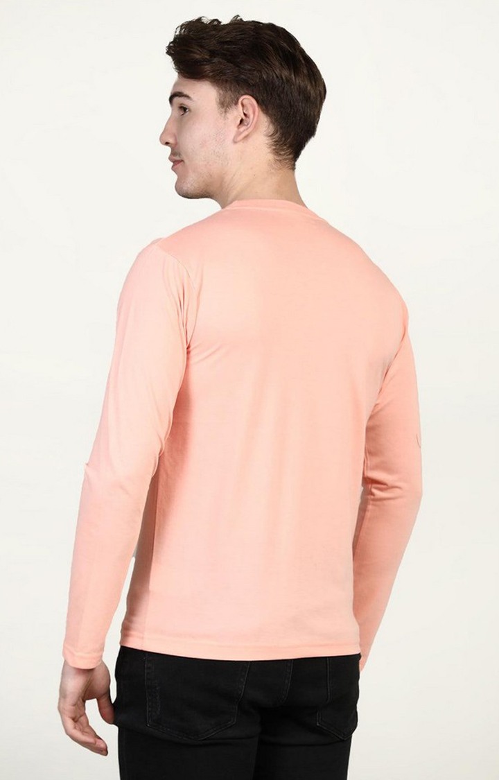 Men's Peach Solid Polycotton Regular T-Shirt