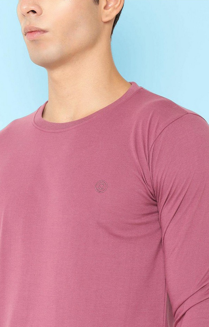 Men's pink Solid Polycotton Regular T-Shirt