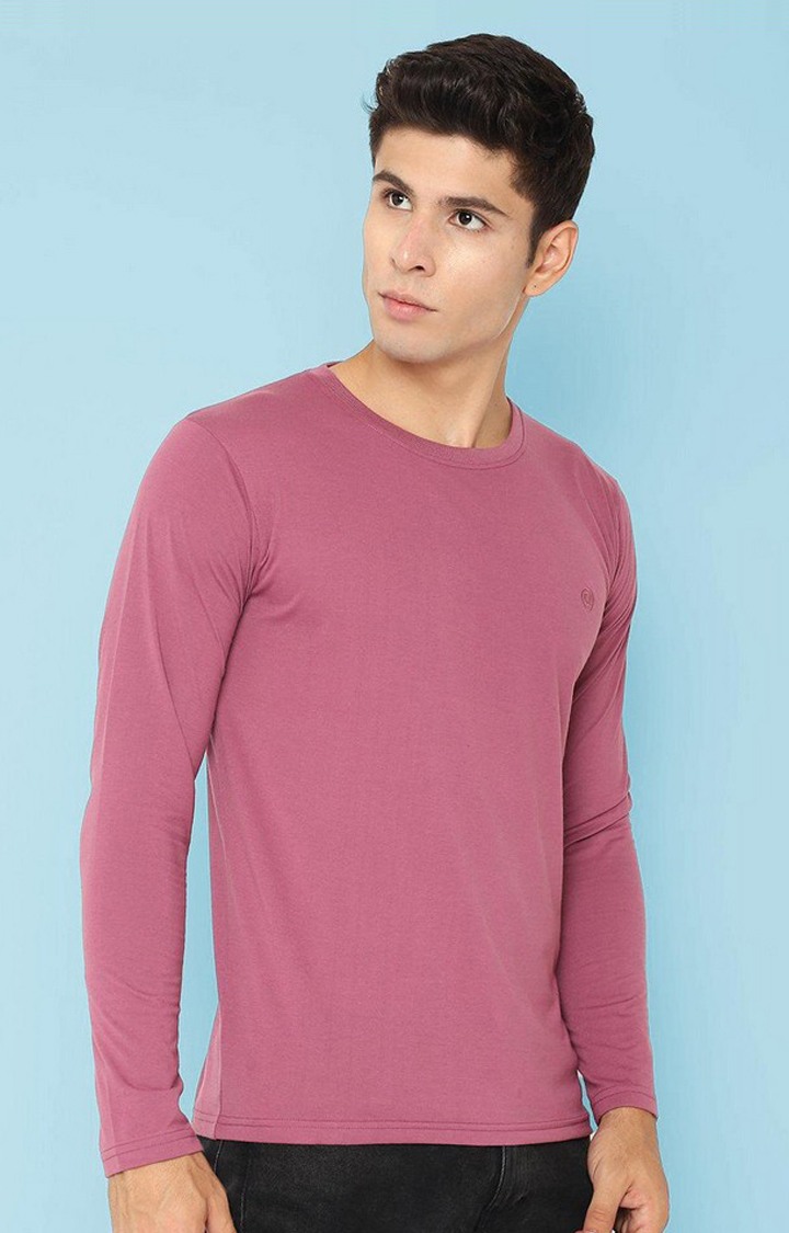 Men's pink Solid Polycotton Regular T-Shirt