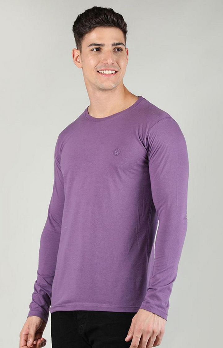 Men's Purple Solid Polycotton Regular T-Shirt