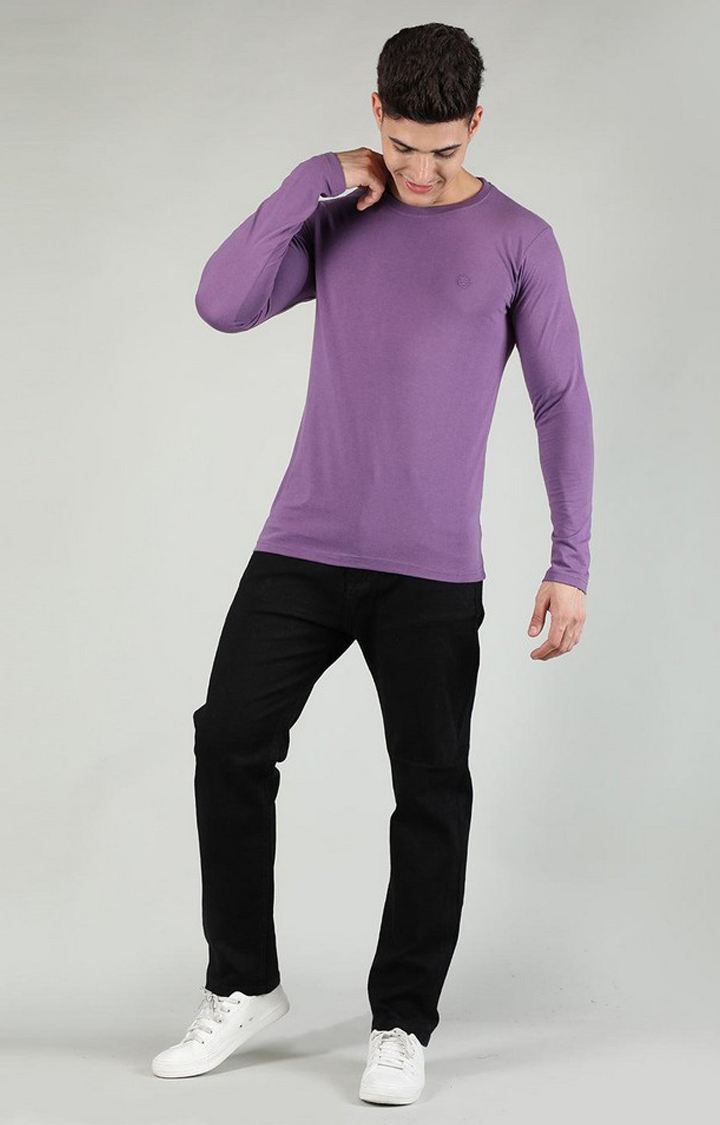 Men's Purple Solid Polycotton Regular T-Shirt