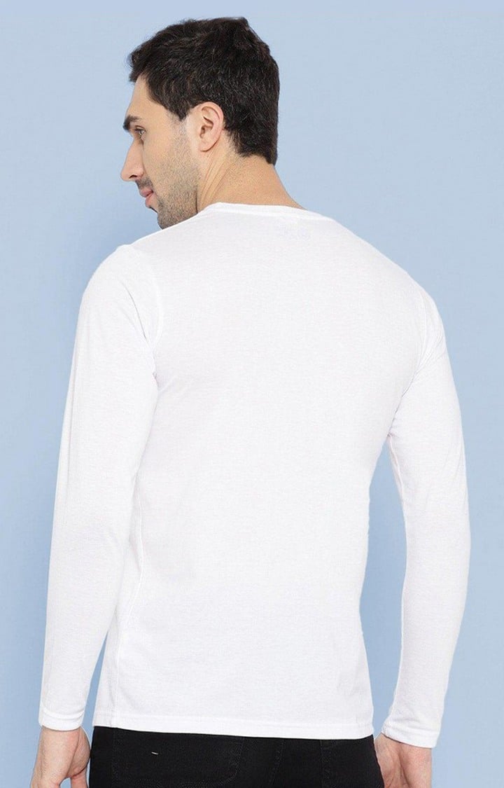 Men's White Solid Polycotton Regular T-Shirt