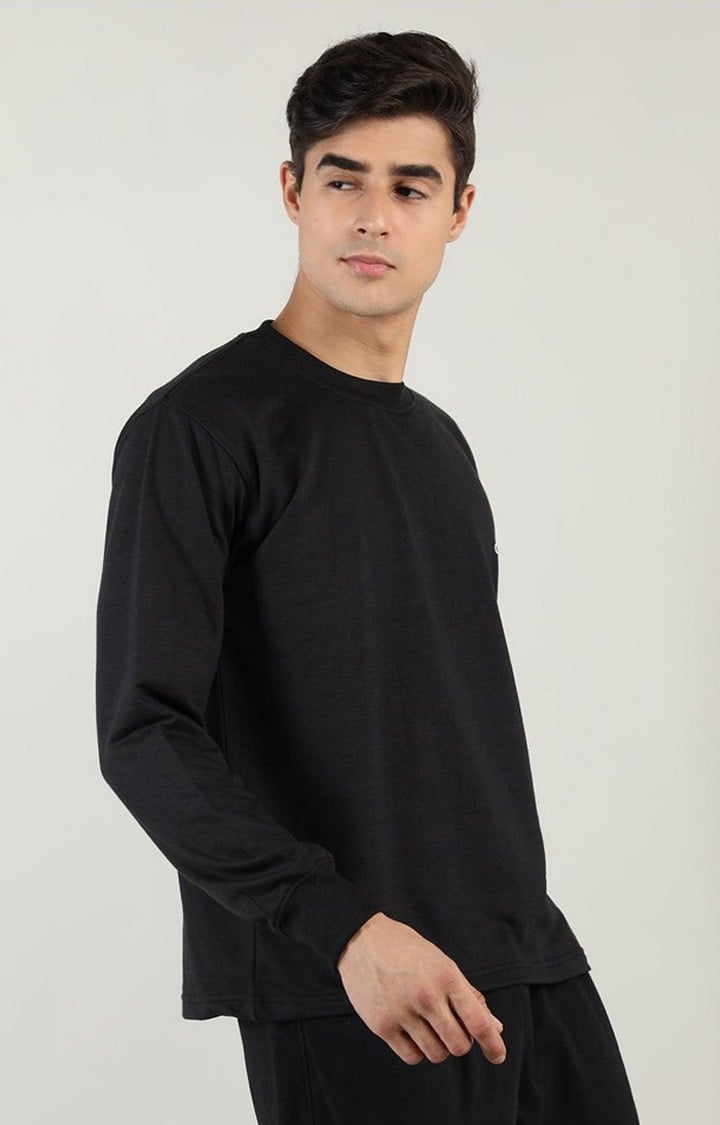 CHKOKKO | Men's Black Solid Cotton Activewear T-Shirt
