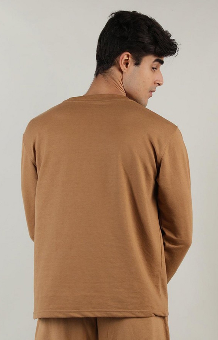 Men's Brown Solid Cotton Activewear T-Shirt