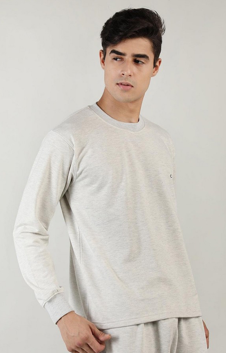 Men's Grey Melange Textured Cotton Activewear T-Shirt