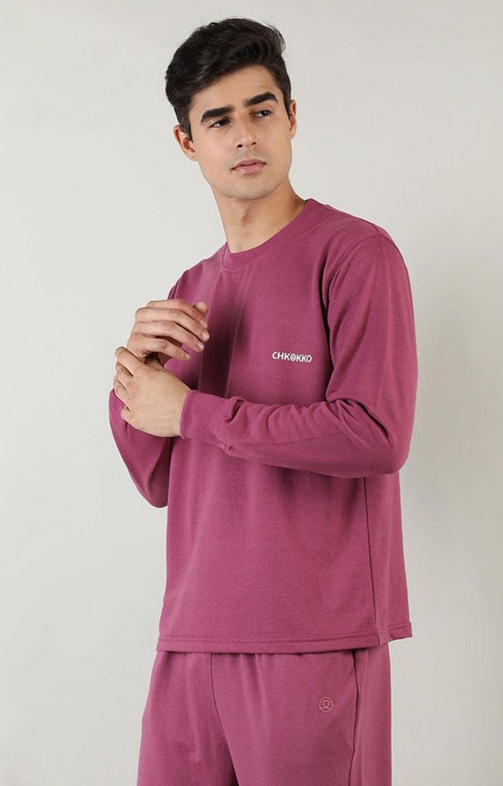 Men's Pink Solid Cotton Activewear T-Shirt