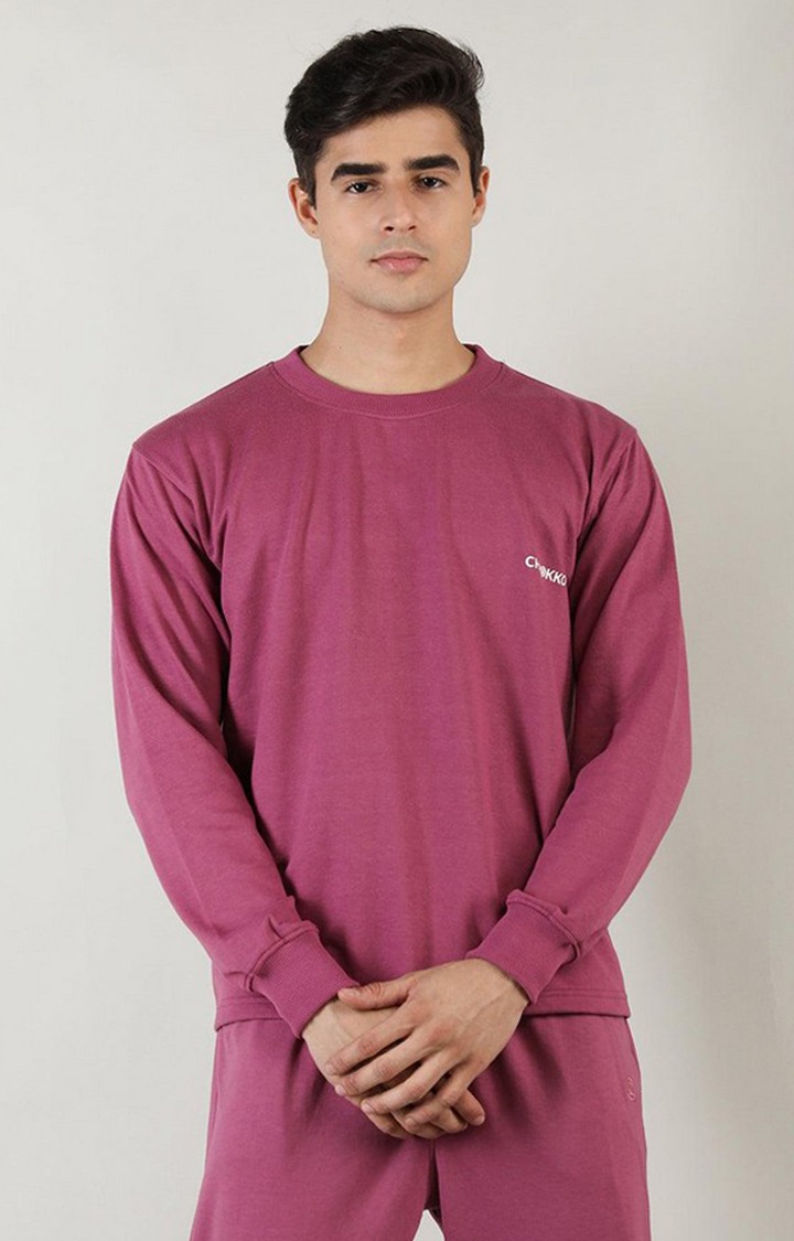 Men's Pink Solid Cotton Activewear T-Shirt