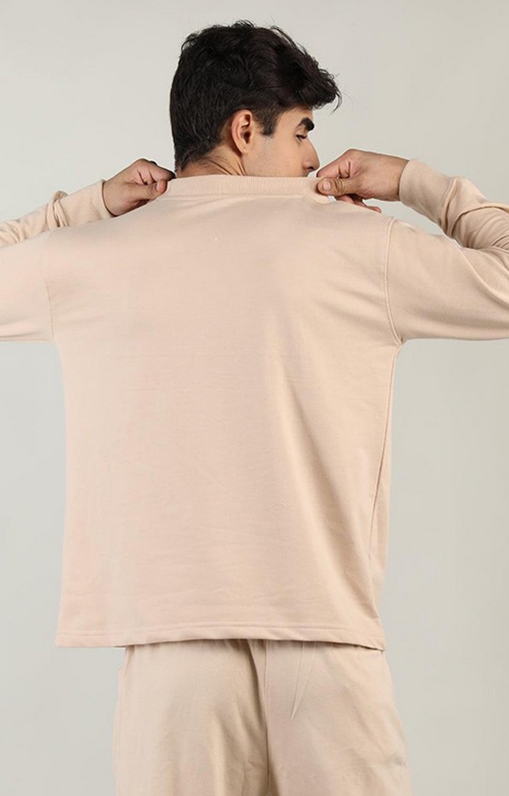 Men's Beige Solid Cotton Activewear T-Shirt
