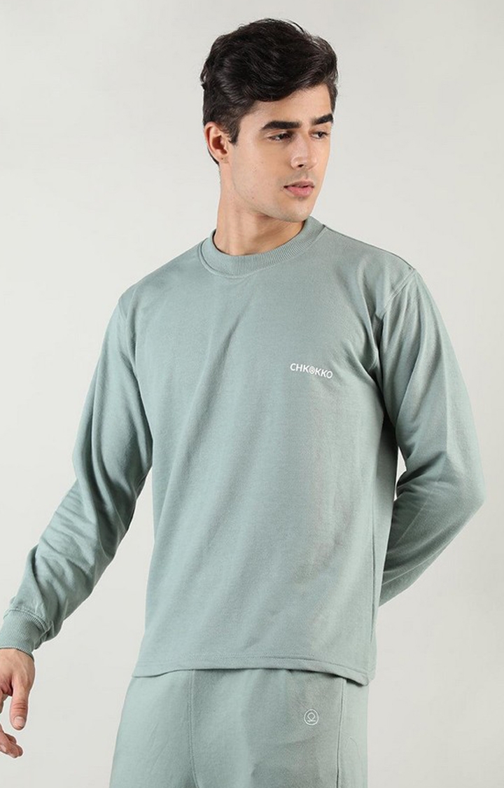 Men's Green Solid Cotton Activewear T-Shirt