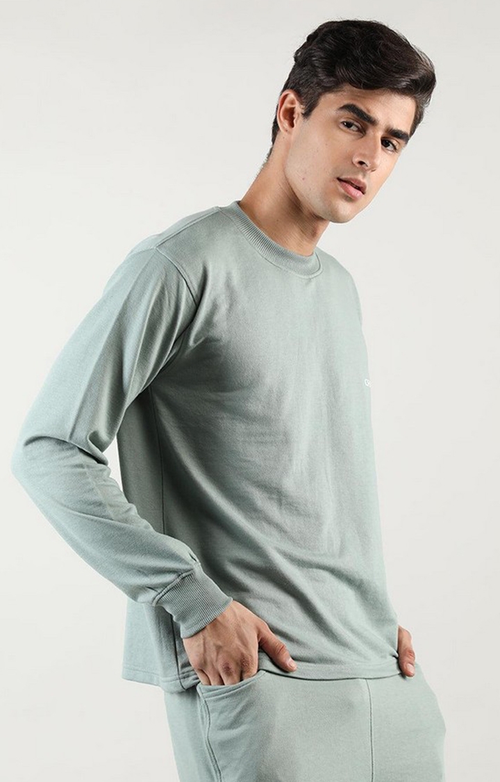 Men's Green Solid Cotton Activewear T-Shirt