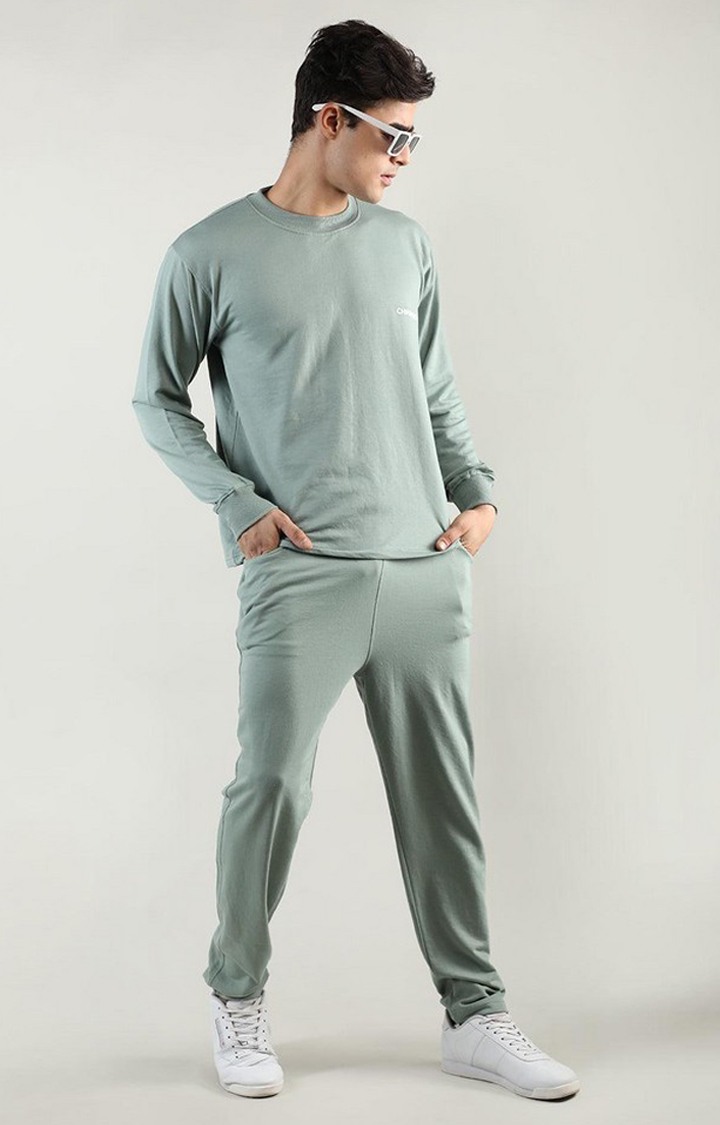 Men's Green Solid Cotton Activewear T-Shirt