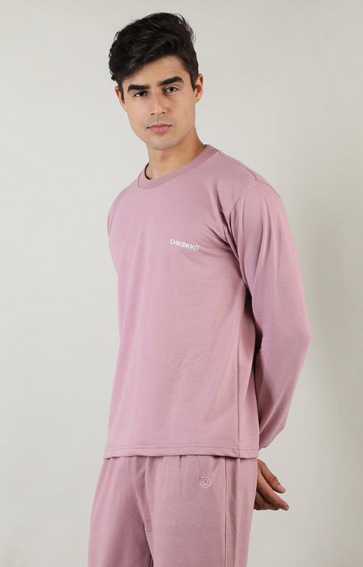 Men's Pink Solid Cotton Activewear T-Shirt