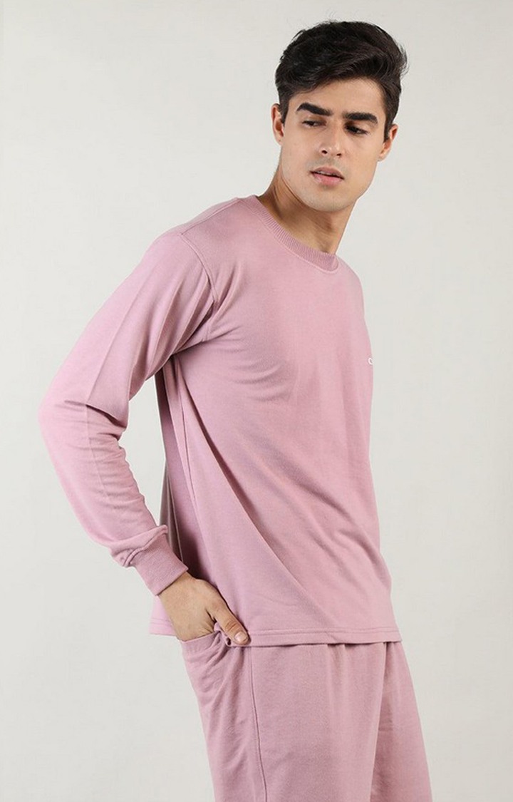 Men's Pink Solid Cotton Activewear T-Shirt