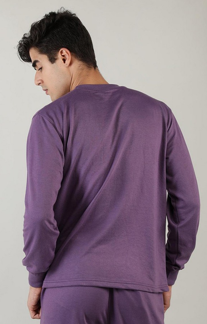 Men's Purple Solid Cotton Activewear T-Shirt