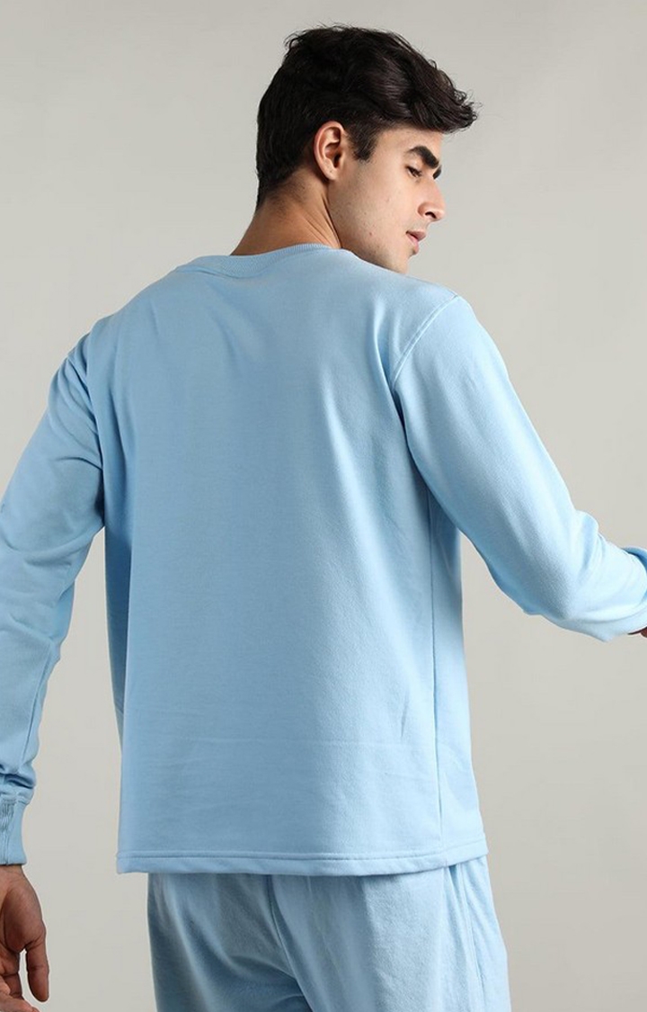 Men's Blue Solid Cotton Activewear T-Shirt
