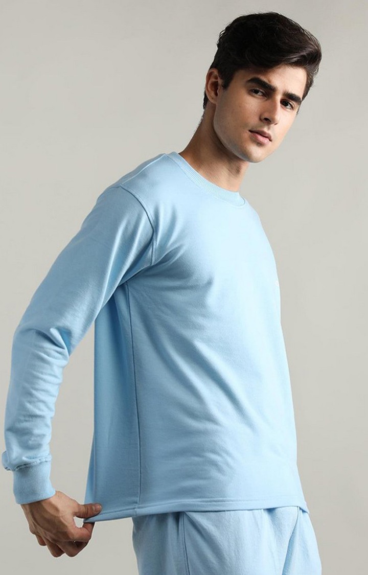 Men's Blue Solid Cotton Activewear T-Shirt