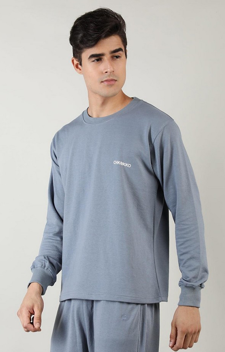 Men's Grey Solid Cotton Activewear T-Shirt