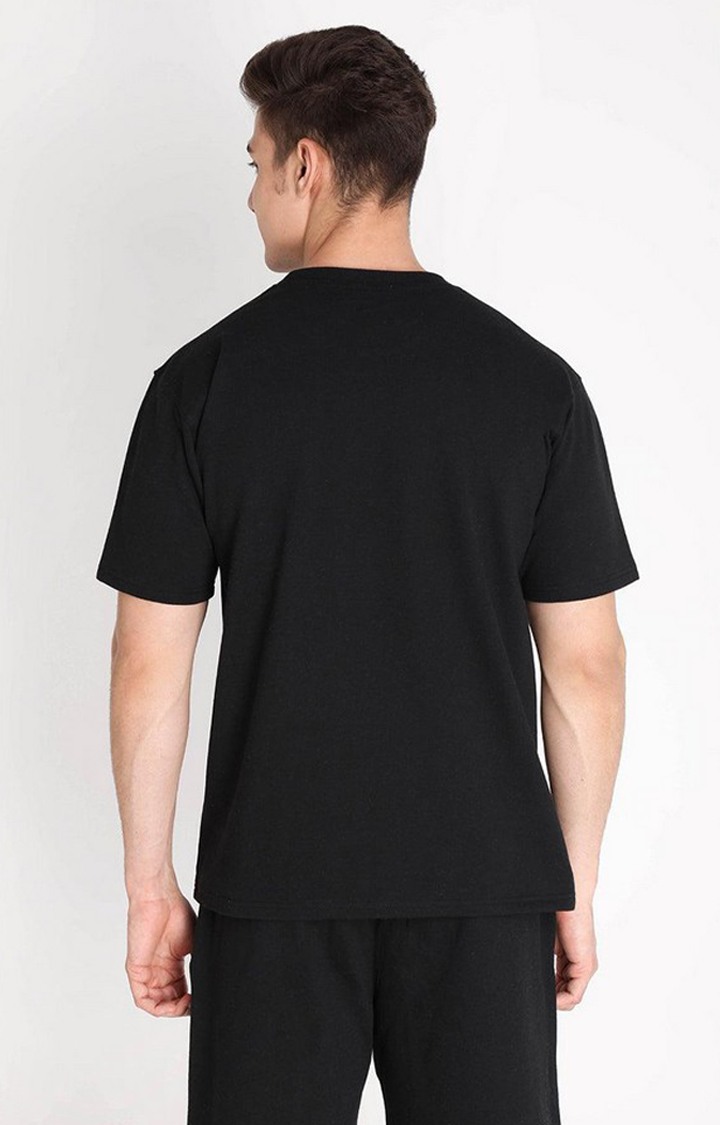 Men's Black Solid Cotton Regular T-Shirt