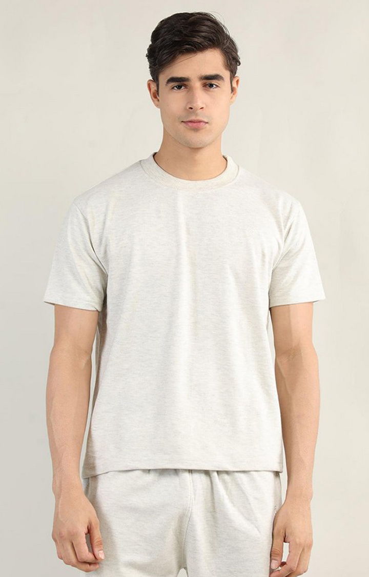 Men's Grey Solid Cotton Oversized T-Shirt