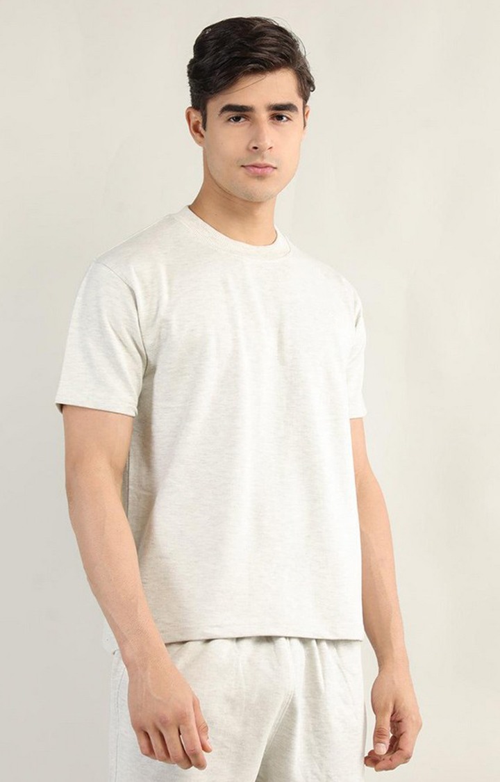 CHKOKKO | Men's Grey Solid Cotton Oversized T-Shirt