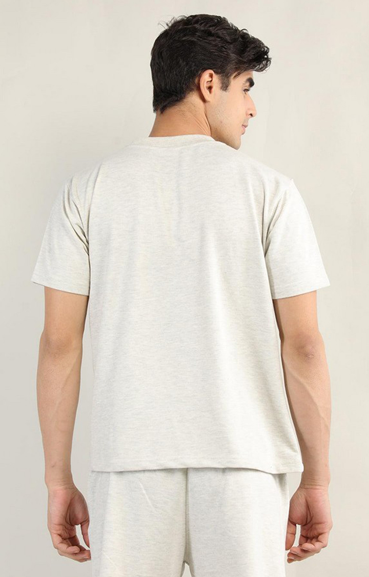Men's Grey Solid Cotton Oversized T-Shirt