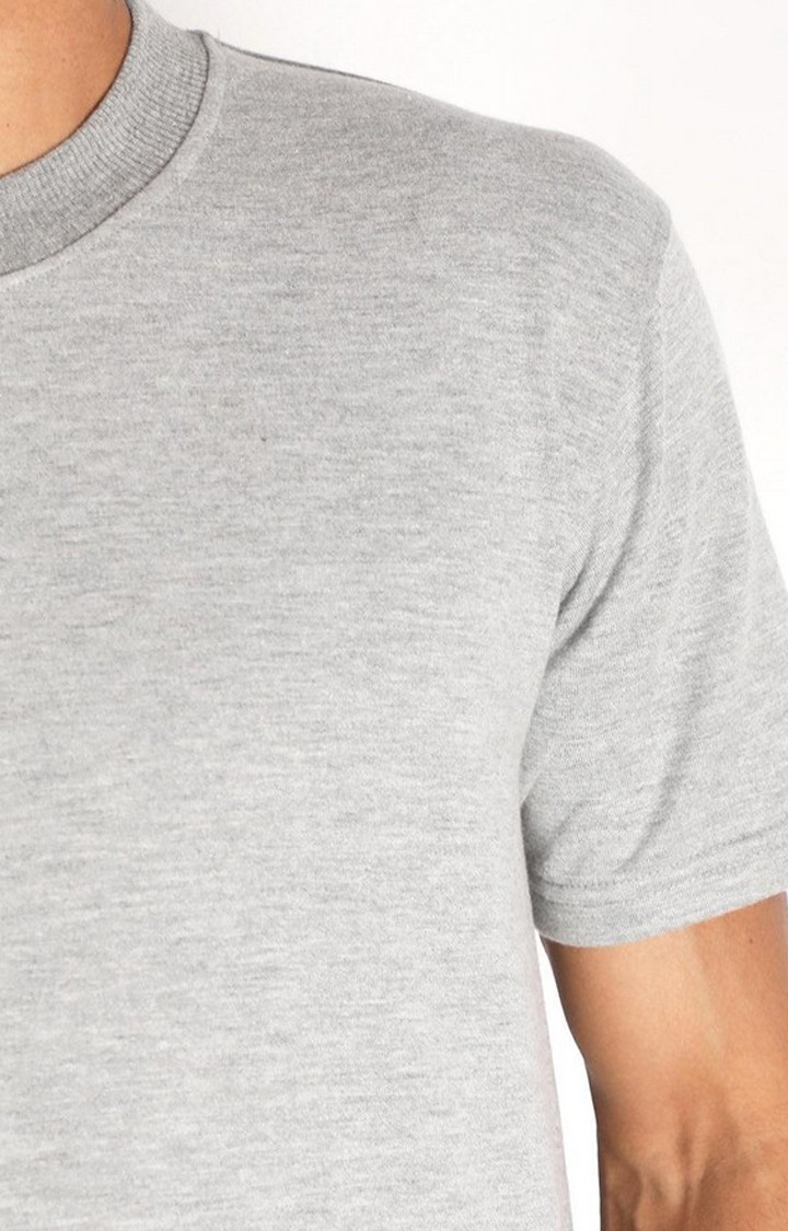 Men's Grey Solid Cotton Oversized T-Shirt