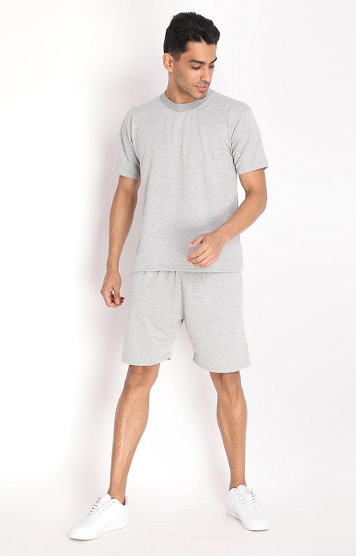 Men's Grey Solid Cotton Oversized T-Shirt