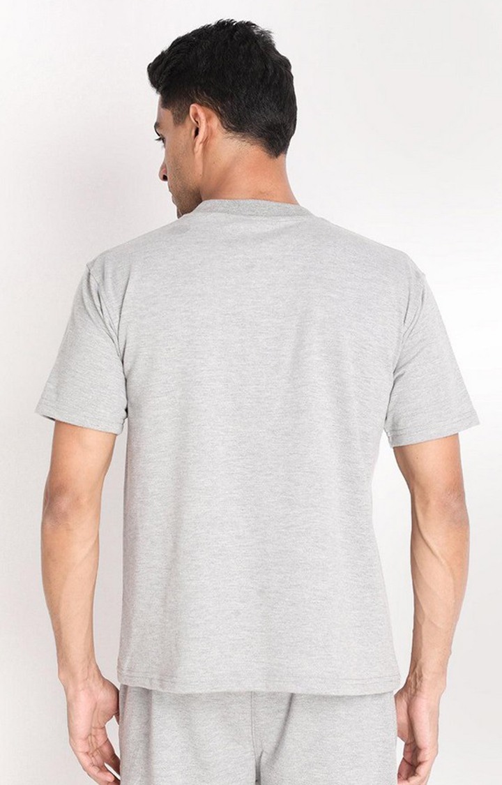 Men's Grey Solid Cotton Oversized T-Shirt