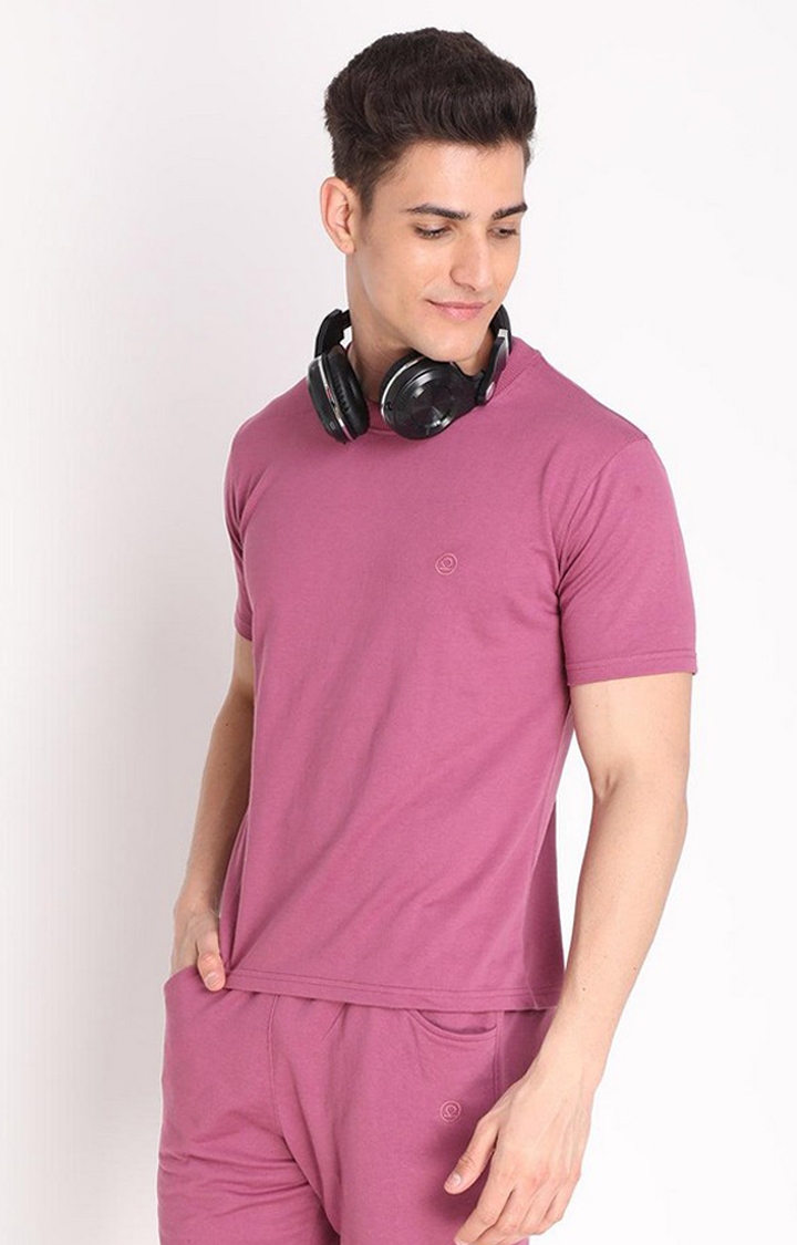 Men's Pink Solid Cotton Oversized T-Shirt