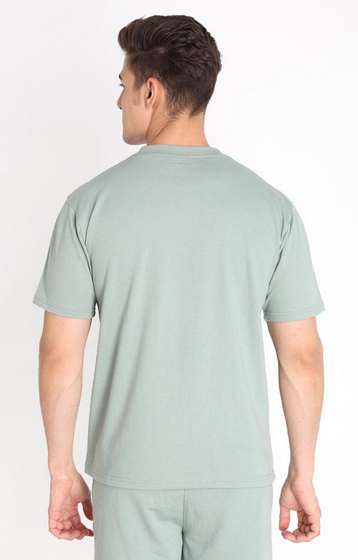 Men's Green Solid Cotton Oversized T-Shirt