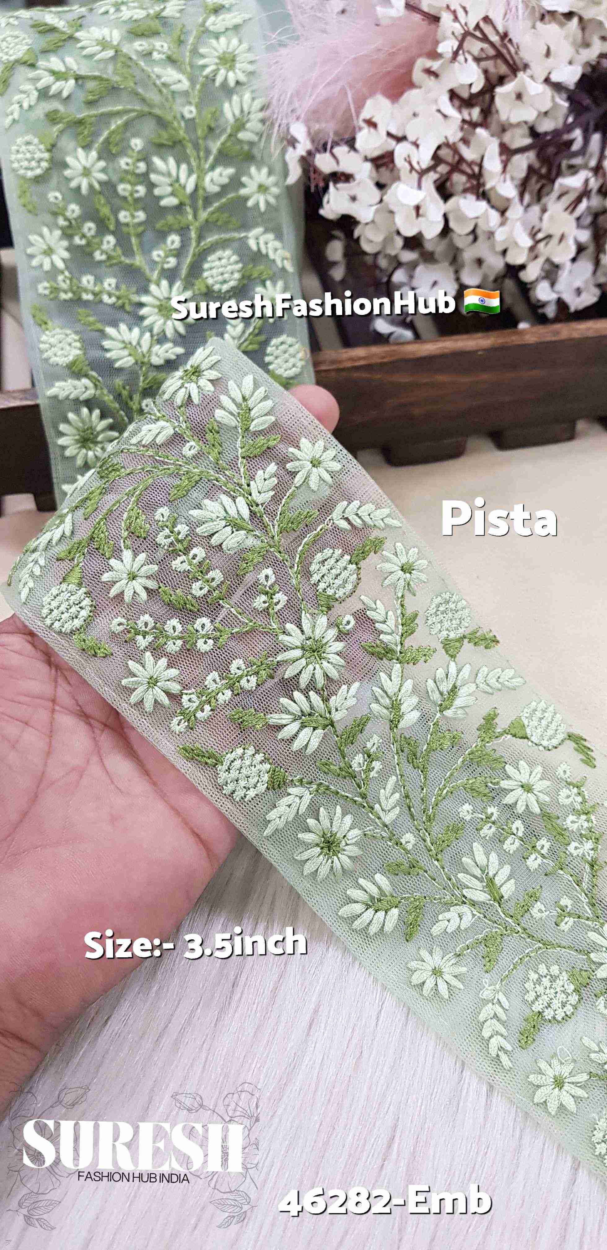 Pista Tone-to-Tone Floral Net Lace