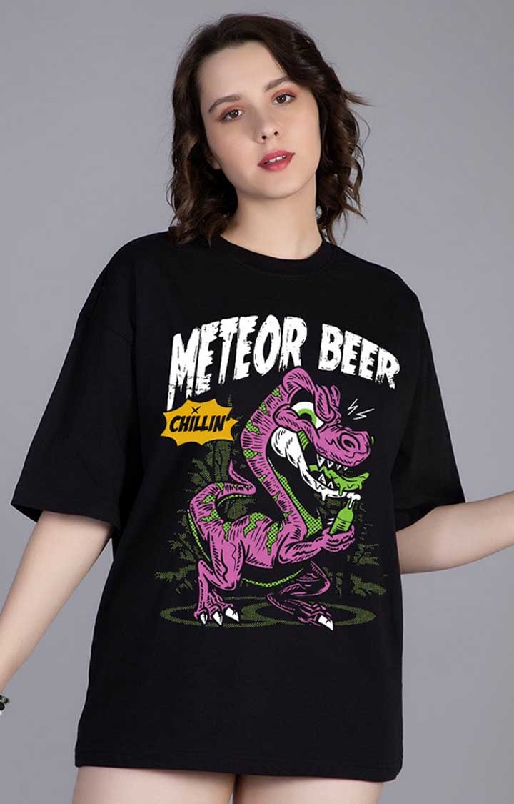 PRONK | Meteor Beer Women's Oversized Printed T Shirt