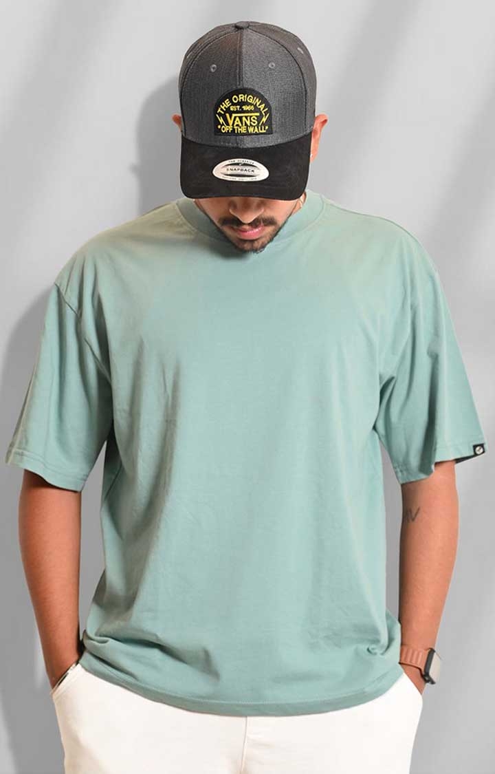 TeesHut | Solid Men's Oversized T-Shirt - Mint Green