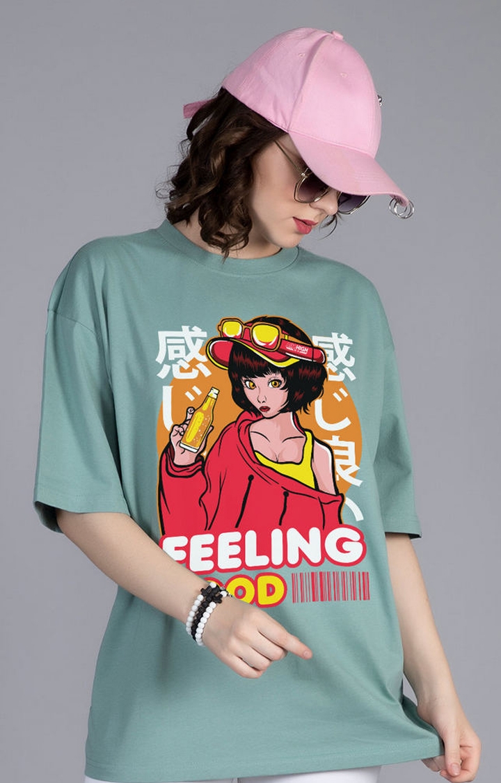 Feeling Good Women's Oversized Printed T-Shirt