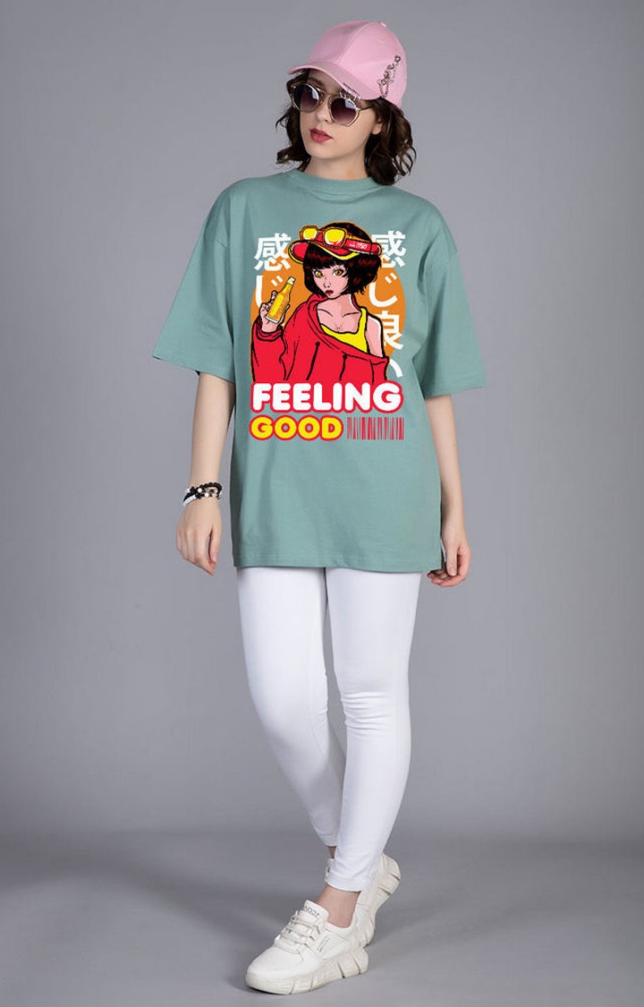 Feeling Good Women's Oversized Printed T-Shirt