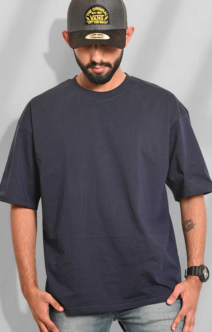 PRONK | Solid Men's Oversized T-Shirt - Classic Navy