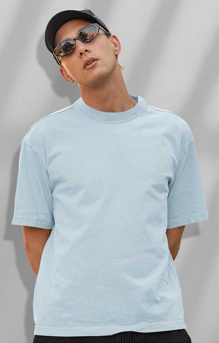 Solid Men's Oversized T-Shirt - Sky