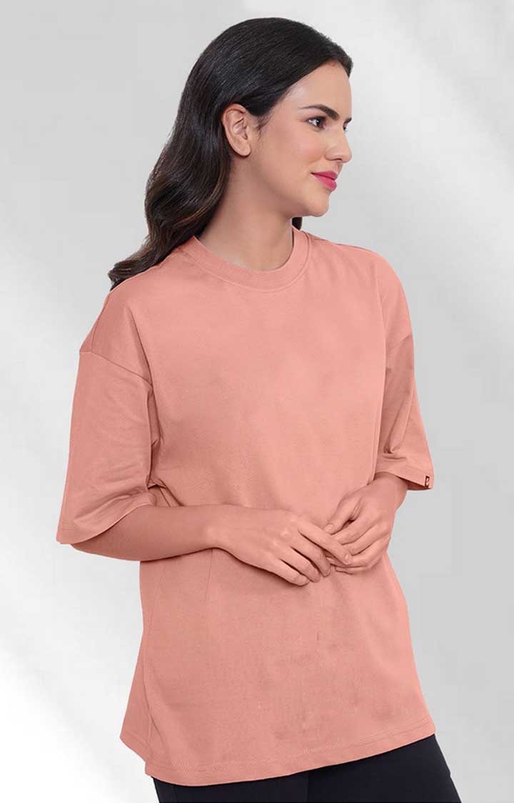 Solid Women's Oversized T-Shirt - Salmon Pink