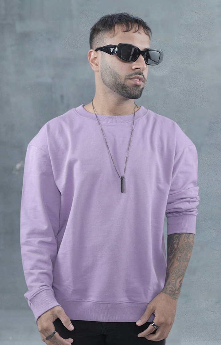 Solid Lilac Men's Drop Shoulder Premium Terry Sweatshirt