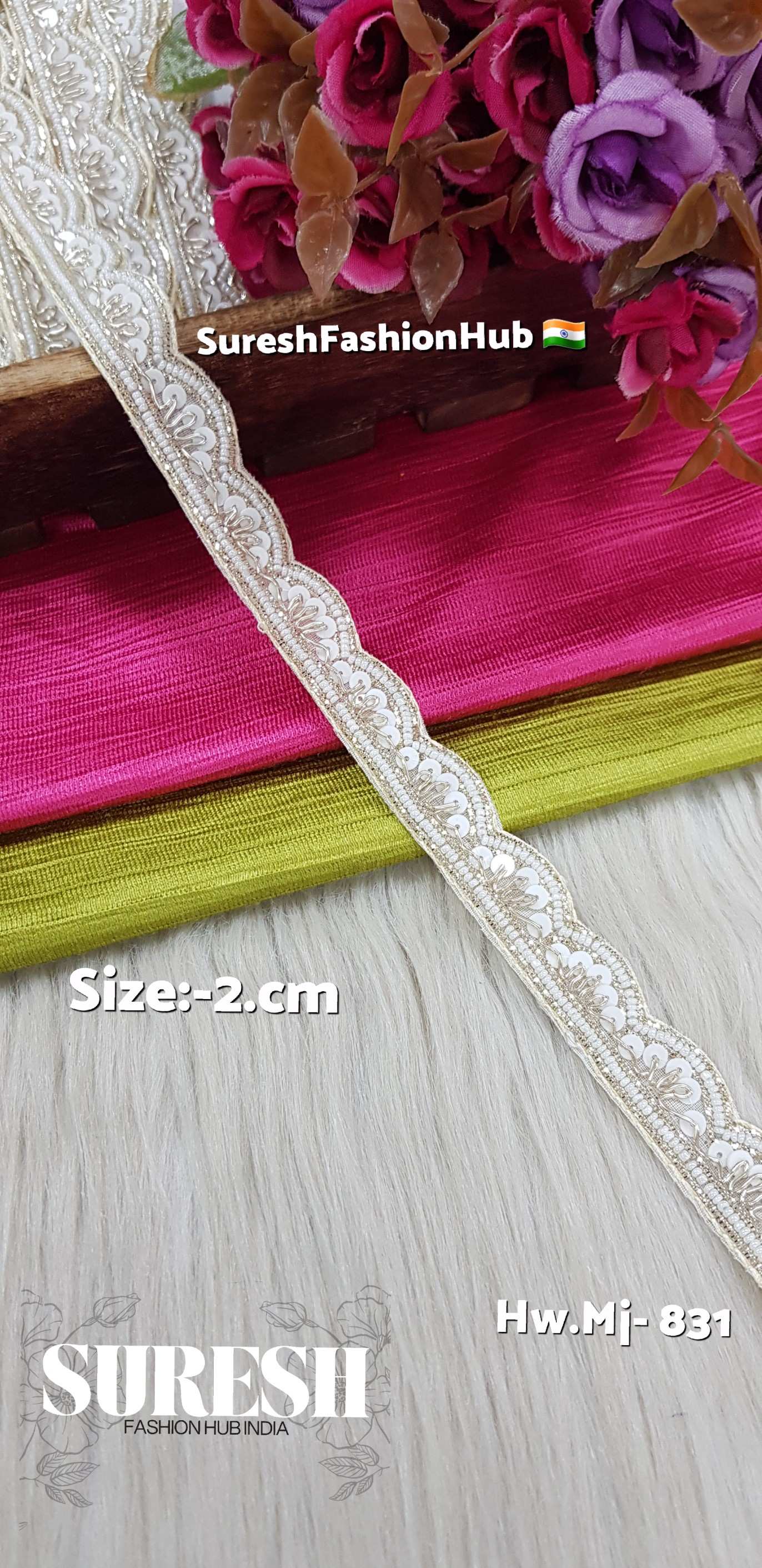 Gold with Pearls Scalloped Handmade Border – Mj-831
