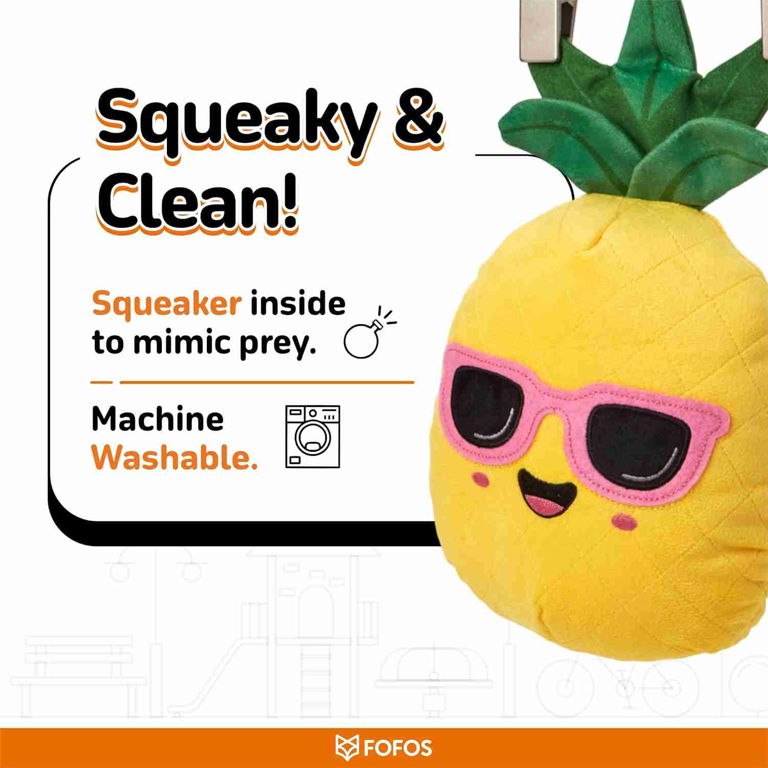 FOFOS Summer Plush Pineapple, Soft Squeaky Dog Toy