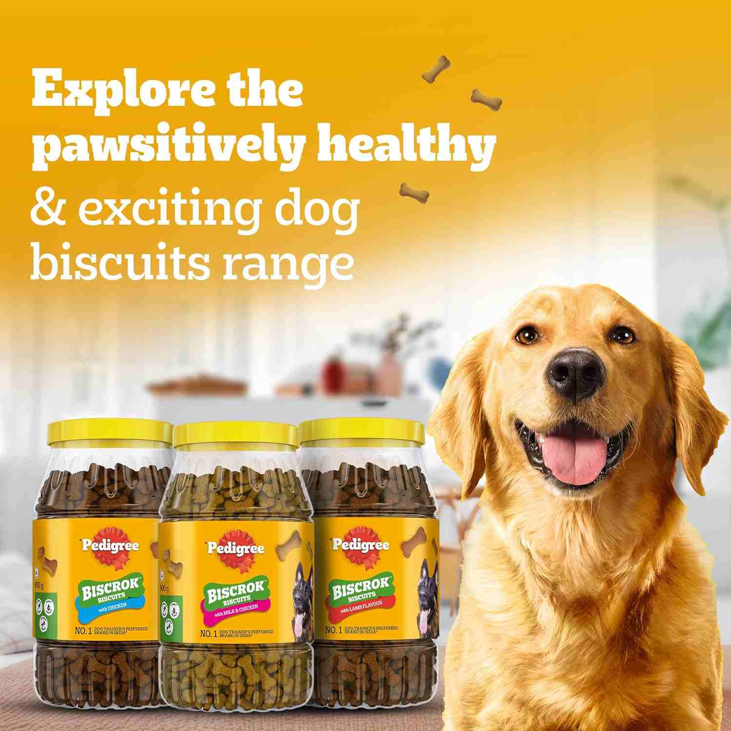 Pedigree Biscrok Protein & Calcium Biscuits for Dogs with Milk & Chicken 900 g