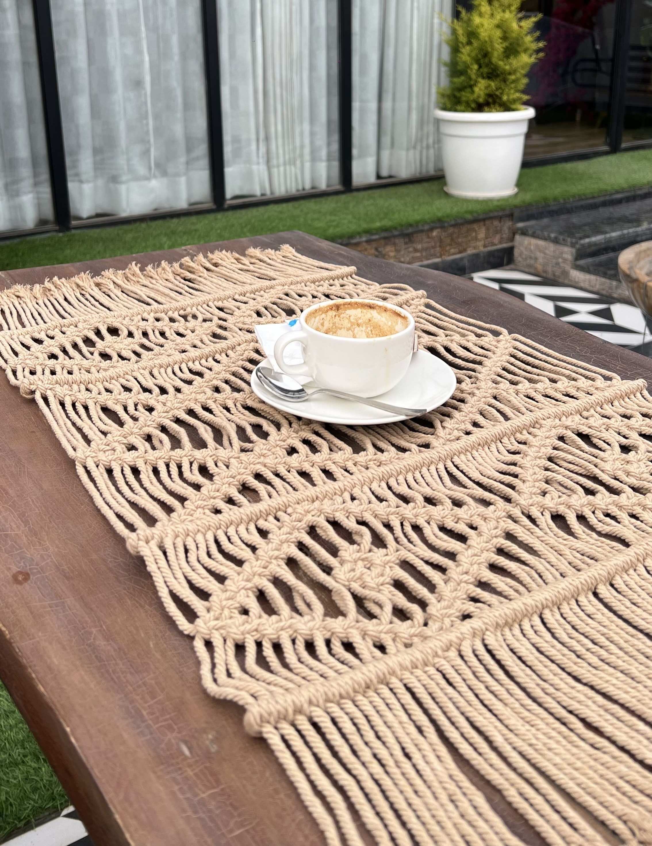Macrame "Diamond Weave" Table Mat