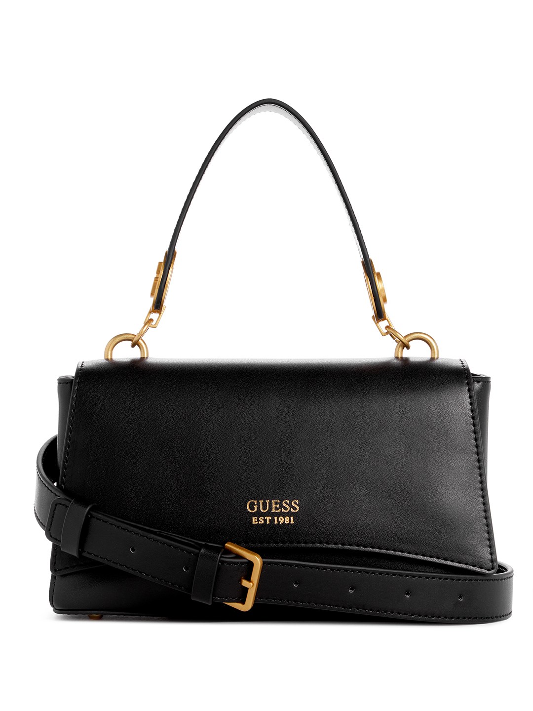 Guess Women Black Solid Handheld Bag with Magnetic Button Closure