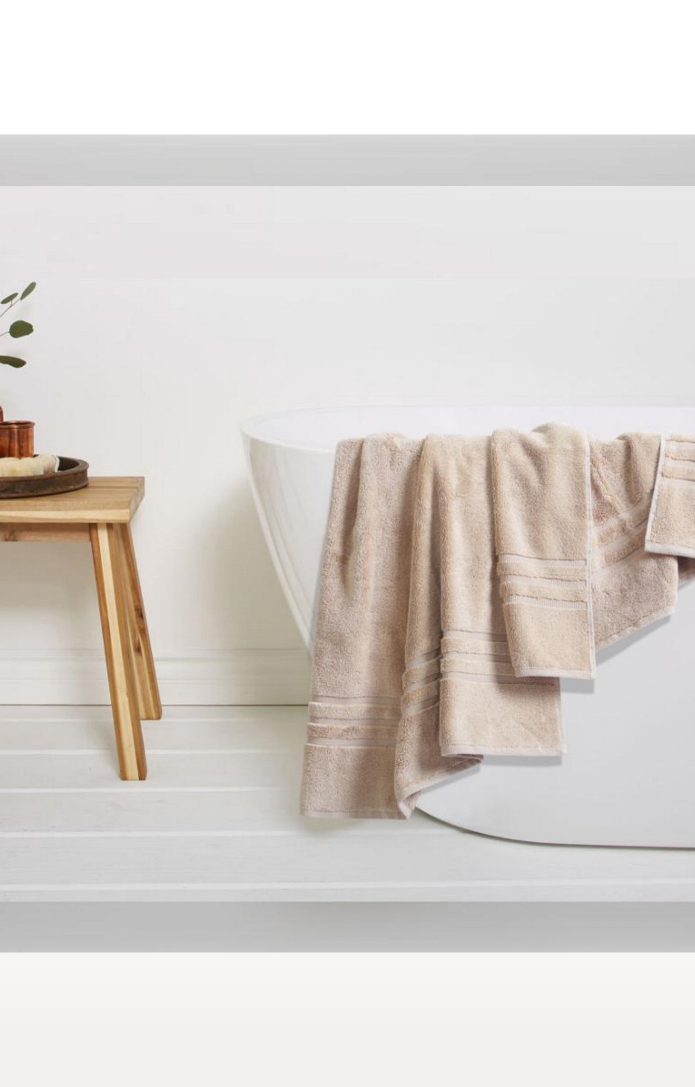 Sita Fabrics | Sita Fabrics Premium Cotton Super Soft Zero Twist Yarn Very Airy 600 GSM Bath Towel - Beige - (24x48 Inch) 0