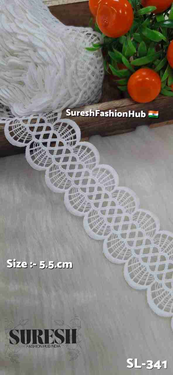 White Floral One Side Imported GPO Lace – Design SL-341 (5.5cm)