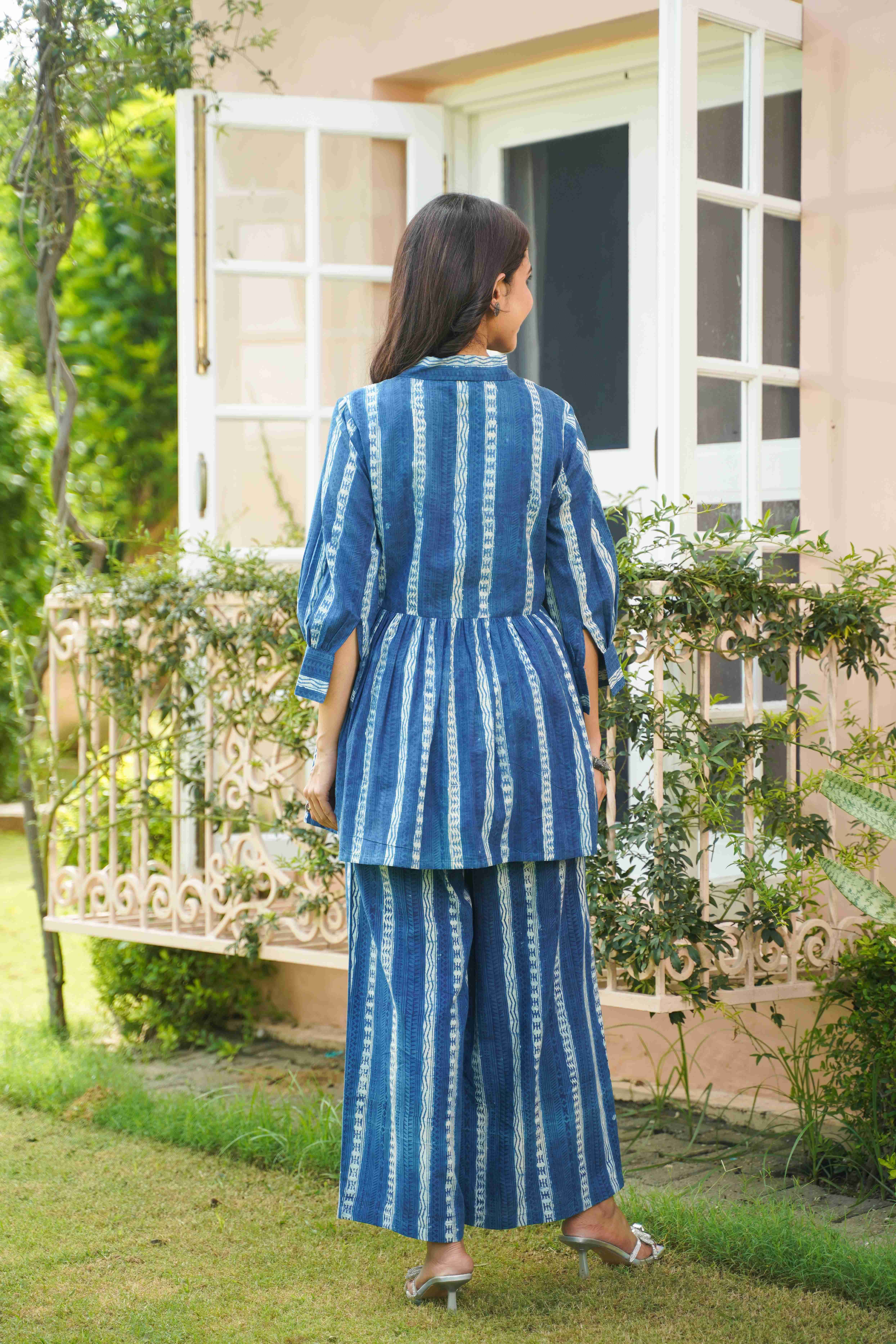 Cotton Striped Flared top & Palazzo
